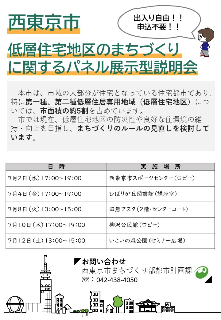低層住宅地区のまちづくりに関するパネル展示型説明会